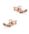 Rectangle Shaped with Colorful Stone Silver Ear Stud STS-5325